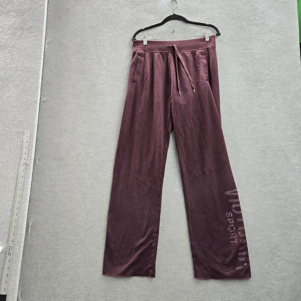 Victoria Sport Women Activewear Pants M Purple Wide Leg Jogger Fleece Logo